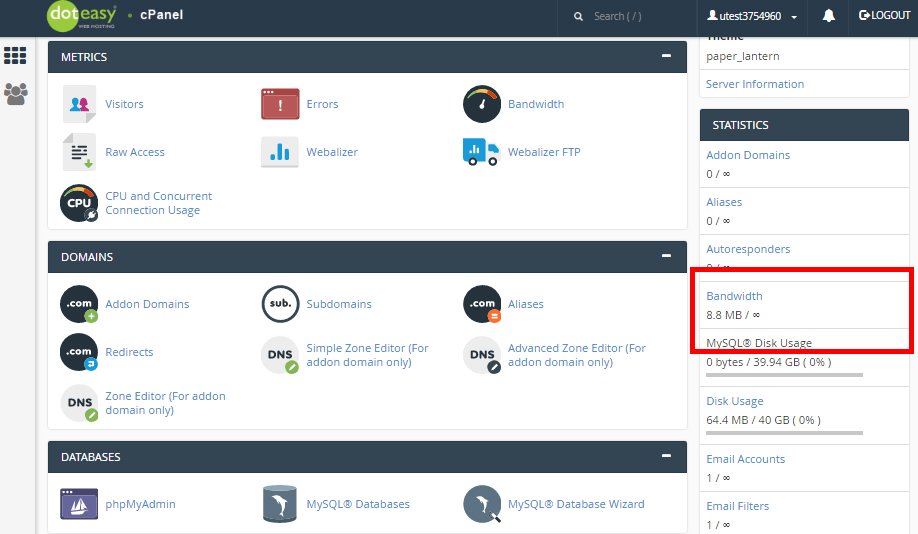 Check Bandwidth in cPanel