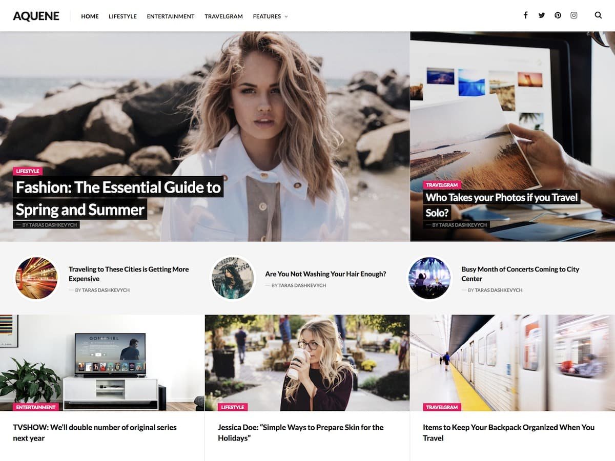 Aquene Magazine and Blog WordPress Theme