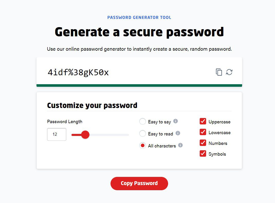 create a difficult password